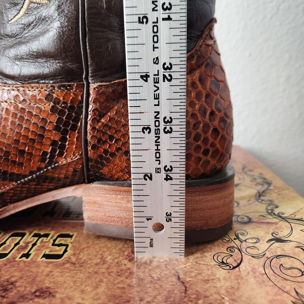 VTG El Dorado Python Western Cowboy Boots US 10.5 handmade León Mexico Muñoz - Picture 14 of 16